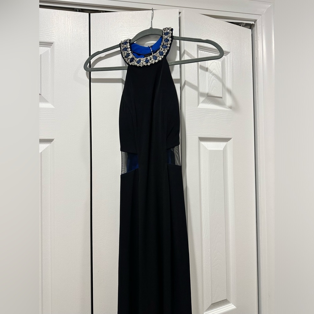 Sequin Hearts Black Halter Prom Dresss